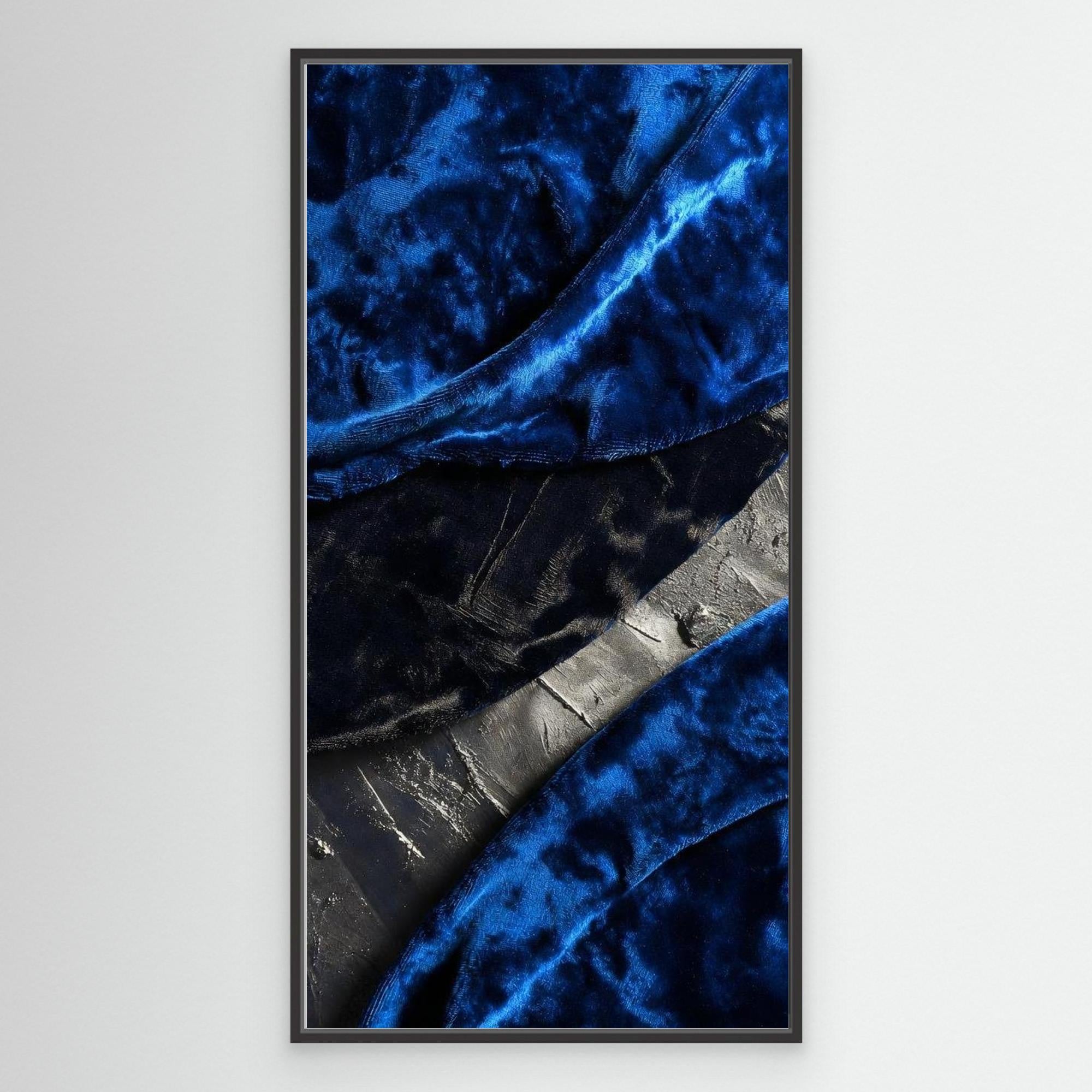Royal Blue Velvet Canvas – Luxury Abstract Wall Art